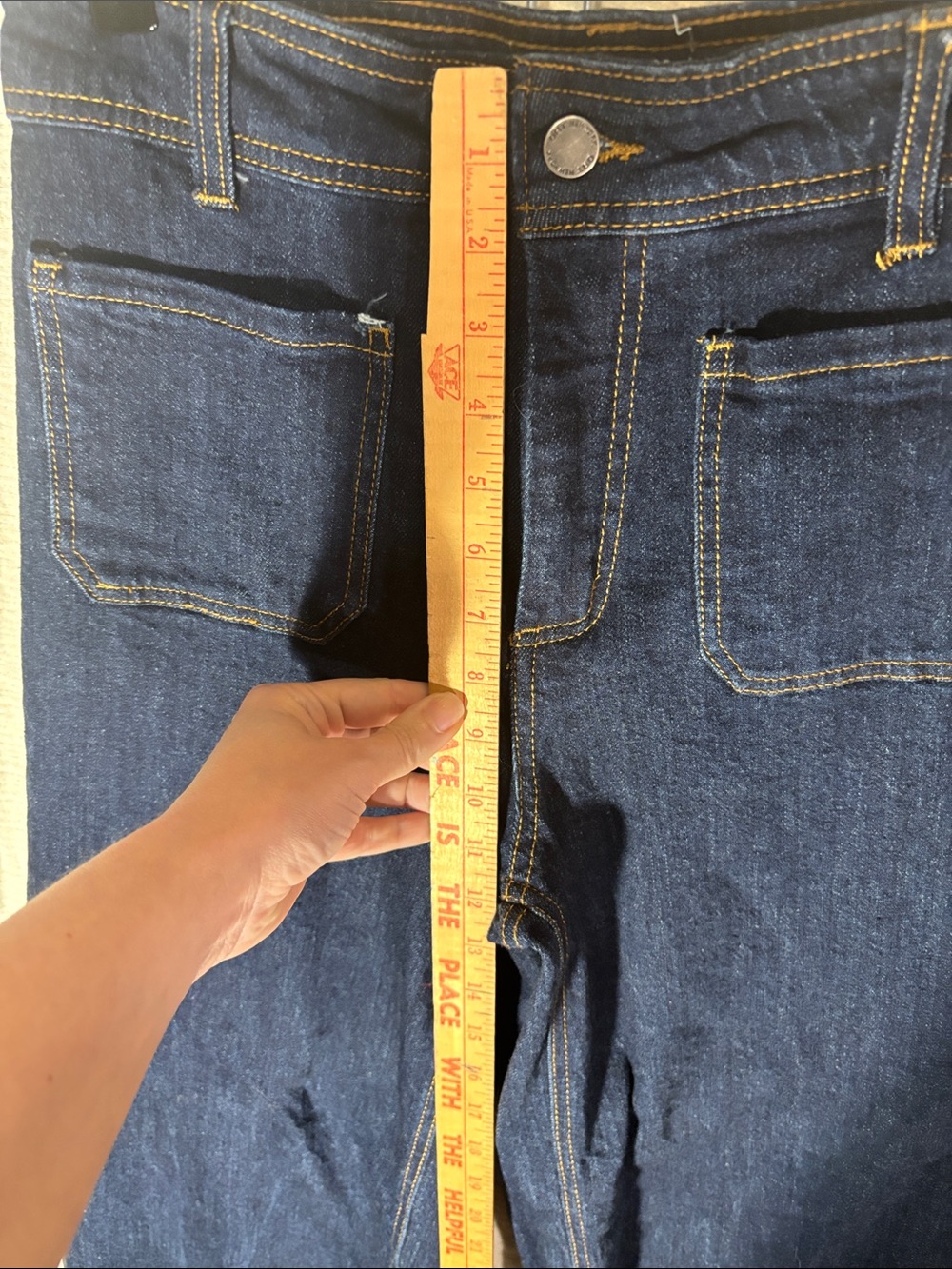 OAT New York High Rise Wide Leg Crop Jeans Patch Pocket Raw Hem Dark Wash 8/29 - Picture 6 of 10